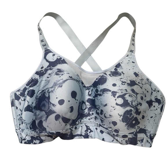 Under Armour 1X Blue Infinity High Printed Sports Bra - Picture 1 of 10